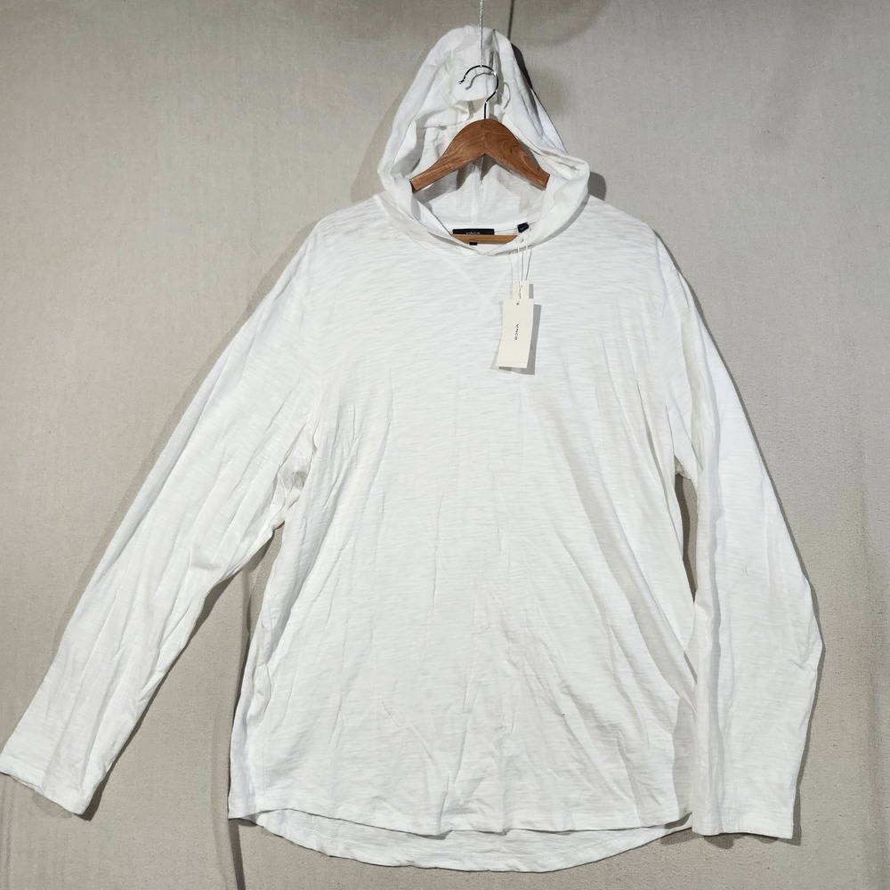 Vince Womens XXL Optic White Slub Jersey Long Sleeve Pullover Hoodie Lightweight